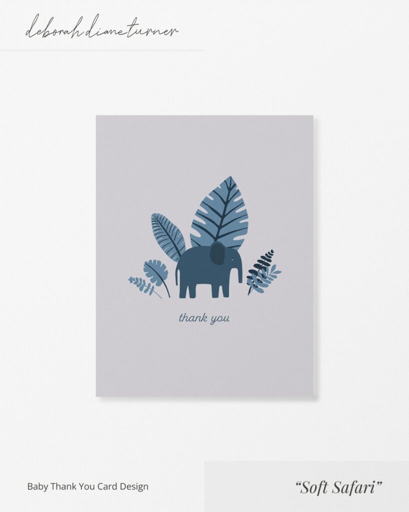 Soft Safari - Elephant Nursery Thank You Card