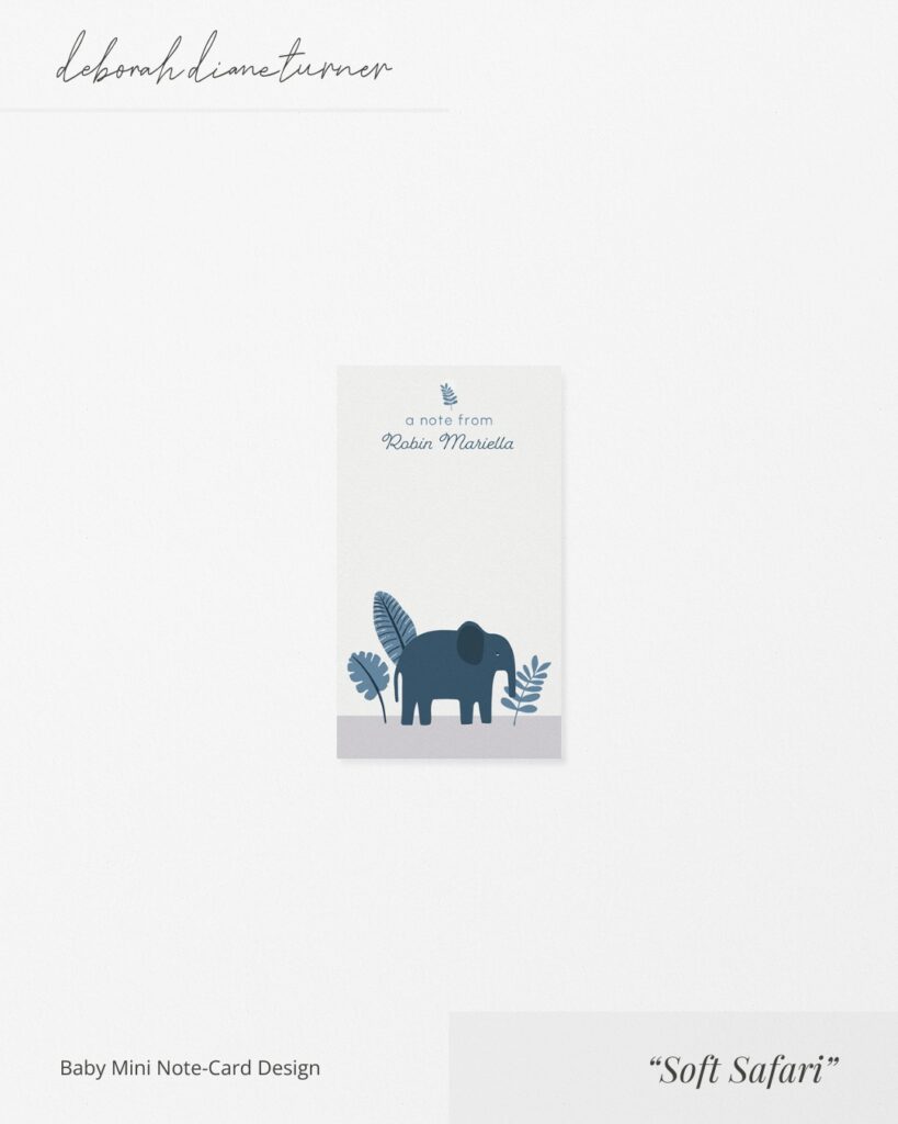 Soft Safari - Elephant Mini Note Card Design