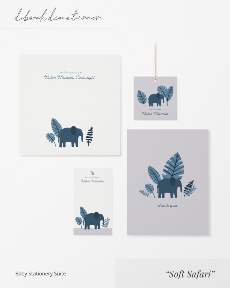Soft Safari - Elephant Baby Stationery Suite